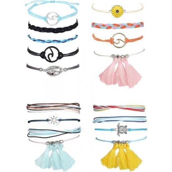 4 Set Vsco Bracelets For Women Teen Girls Wave Shell Turtle Flower String Handcrafted Boho Cute Trendy Bracelets Anklets Set Adjustable 4 Set Vsco Bracelets For Women Teen Girls Wave Shell Turtle Flower String Handcrafted Boho Cute Trendy Bracelets Anklets Set Adjustable